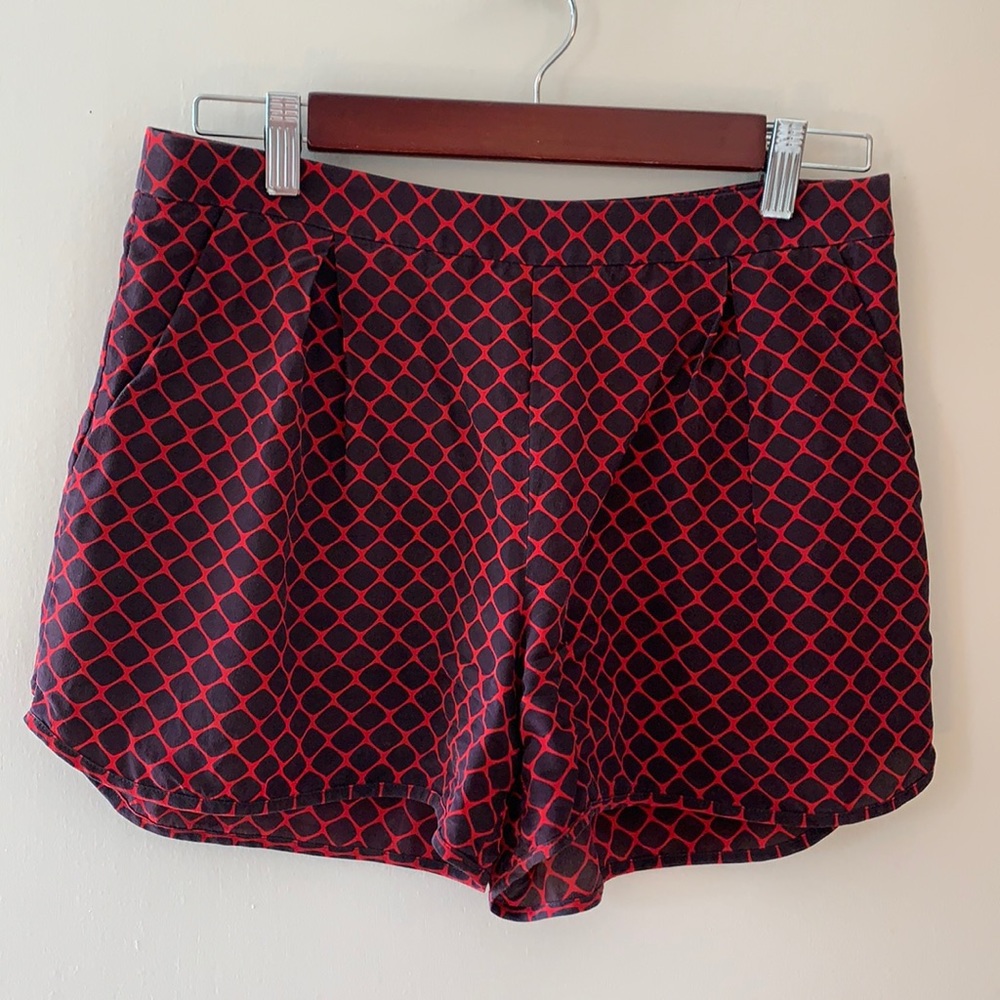 Club Monaco Red & Black Silk Shorts